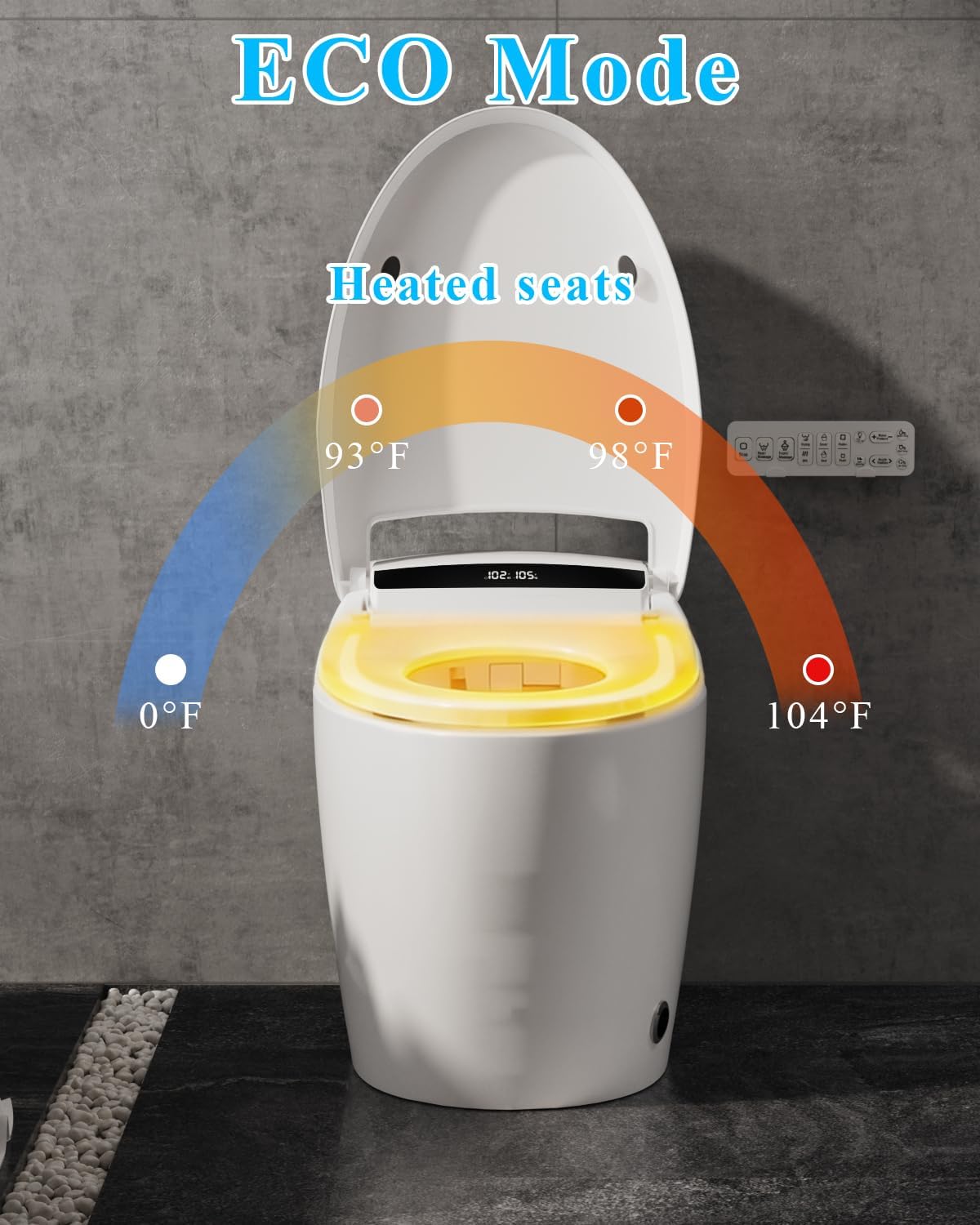 TOTTE Smart Toilet with Bidet Built-in, Auto Open/Close Lid, One Piece Elongated Toilet with Instant Warm Water & Warm Air Dryer, Self-Cleaning Technology, Night Light, Tankless Toilet, ECO Mode