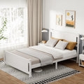 VINGLI Full Size Solid Wood Bed with Headboard, Sturdy & Durable Construction,Modern Minimalist Panel Platform Bed with Strong Support for Kids,Adults & Guests,Sleigh Bed,Crisp White
