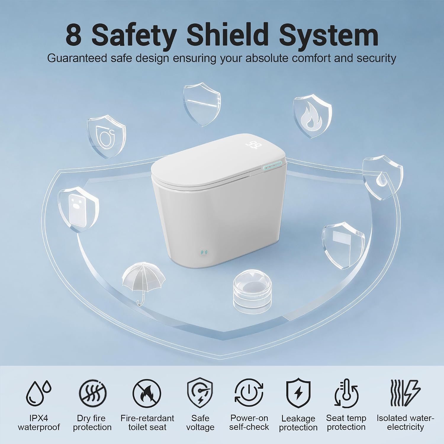 Smart Toilet with Bidet Built in, Modern Tankless Bidet Toilet for Bathroom with Heated Seat, One Piece Toilets with Dryer, Foot Sensor, Auto Lid&Seat/Siphon Dual Flush 0.8/1 GPF, MAP 1000g