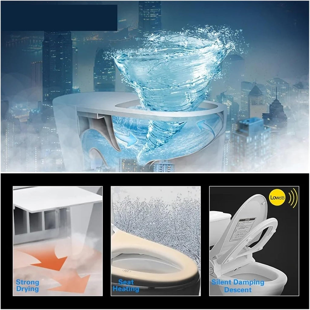 Smart toilet seat bidet Electric Bidet cover heat sit led light integrated chair intelligent(White Long Size)
