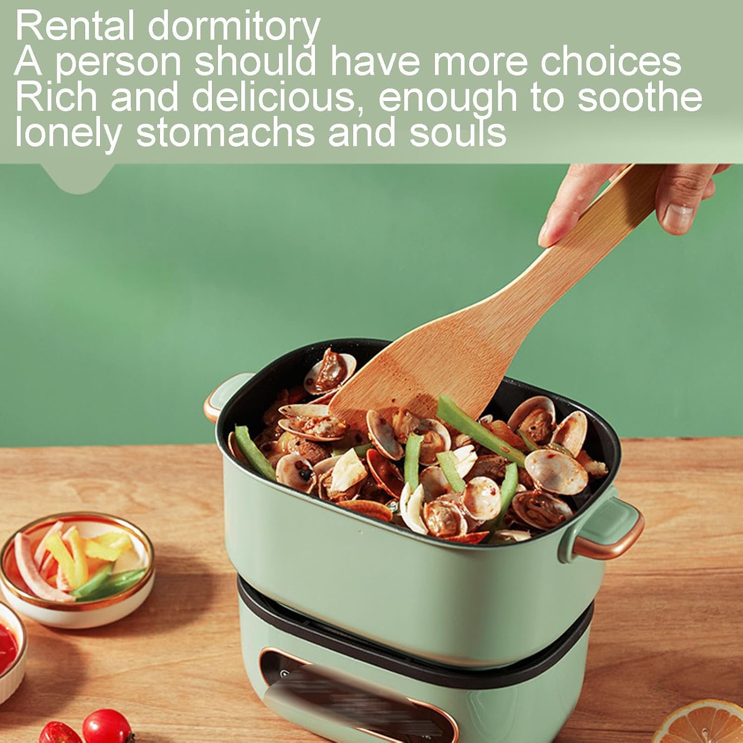 Electric Frying Pan, Frying and Cooking Multi-function, 1.5L Capacity, Easy To Fold, 700W Large Capacity, Suitable for Family Dormitory