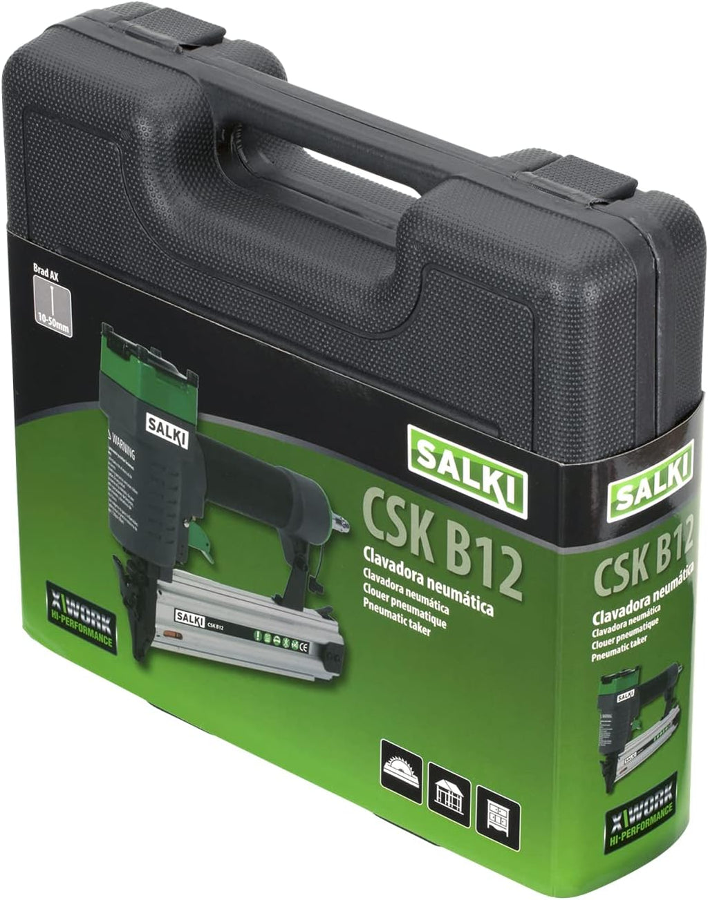 CSK B12 Compressed Air Nailer - Pneumatic Nail Gun, Wood Nailer for Carpentry, Compatible with BRAD AX 1.2 Nails from 10 to 50 mm
