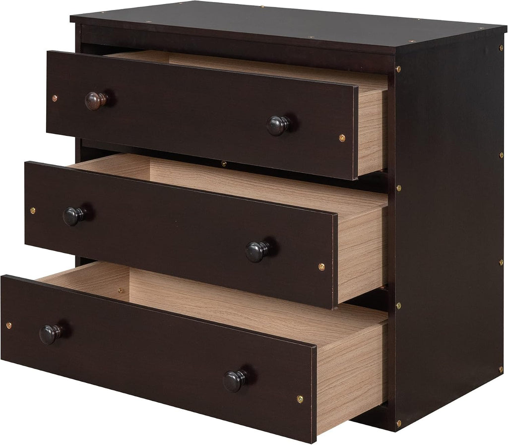 Low Loft Bed Loft Bed with Drawers and Storage Cabinet, Solid Wood Loft Bed with Desk and Shelves for Kids Teens Adults, No Box Spring Needed, Space Saving, Full Size, Espresso