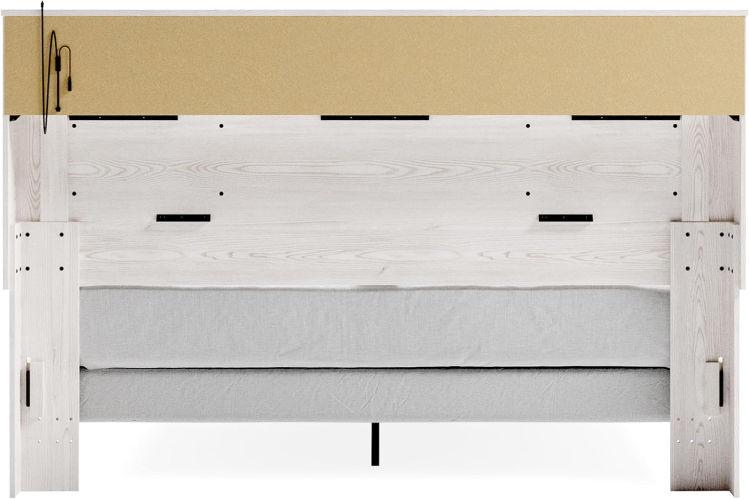 Signature Design by Ashley Altyra Modern King Tufted Panel Bookcase Bed, Foundation or Box Spring Needed, White