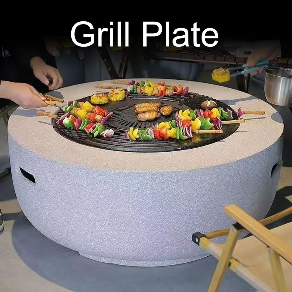 Aramox 42cm Cast Iron Grill Griddle Plate, Suitable for Multi Person Gathering, Even Heating,Resisting High Temperatures for High Temperature Grilling