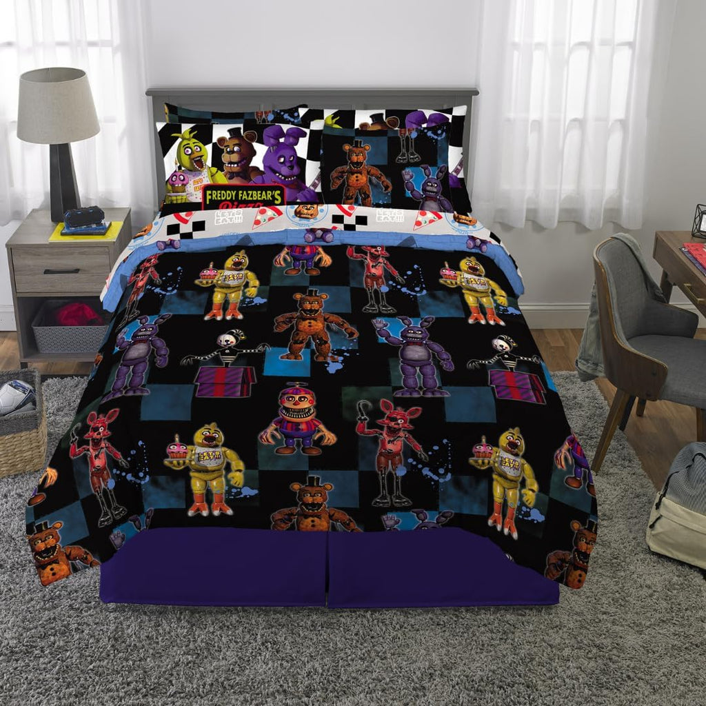 Five Nights At Freddy's Kids Bedding Super Soft & Cozy Comforter and Sheet Set with Sham, 7 Piece Queen Size, (Officially Licensed Product) By Franco