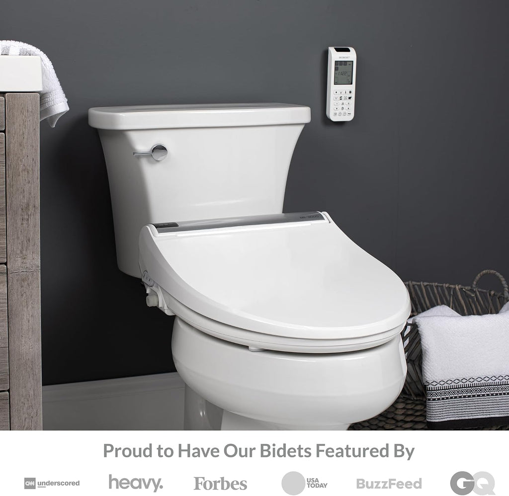 Bio Bidet BB2000 Electric Bidet Toilet Seat, Warm Water with Air Dryer, Heated Seat with Sensor and Slow Close Lid, Night Light, Remote Control, Round, White