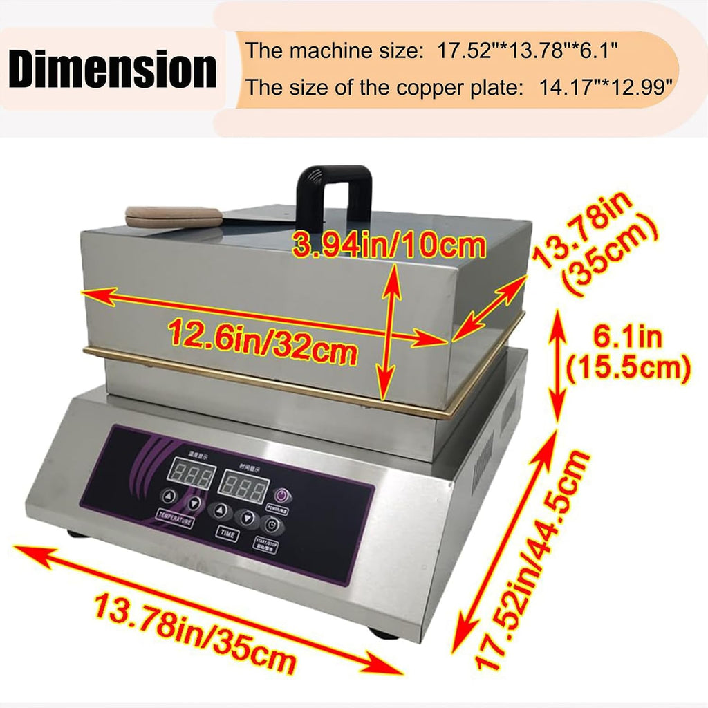 Electric Souffle Maker & Dorayaki Baker Stainless Steel with Double Pure Copper Plates 60-240°C Commercial Grade Souffle Pancake & Muffin Griddle Machine Digital Display Singlehead