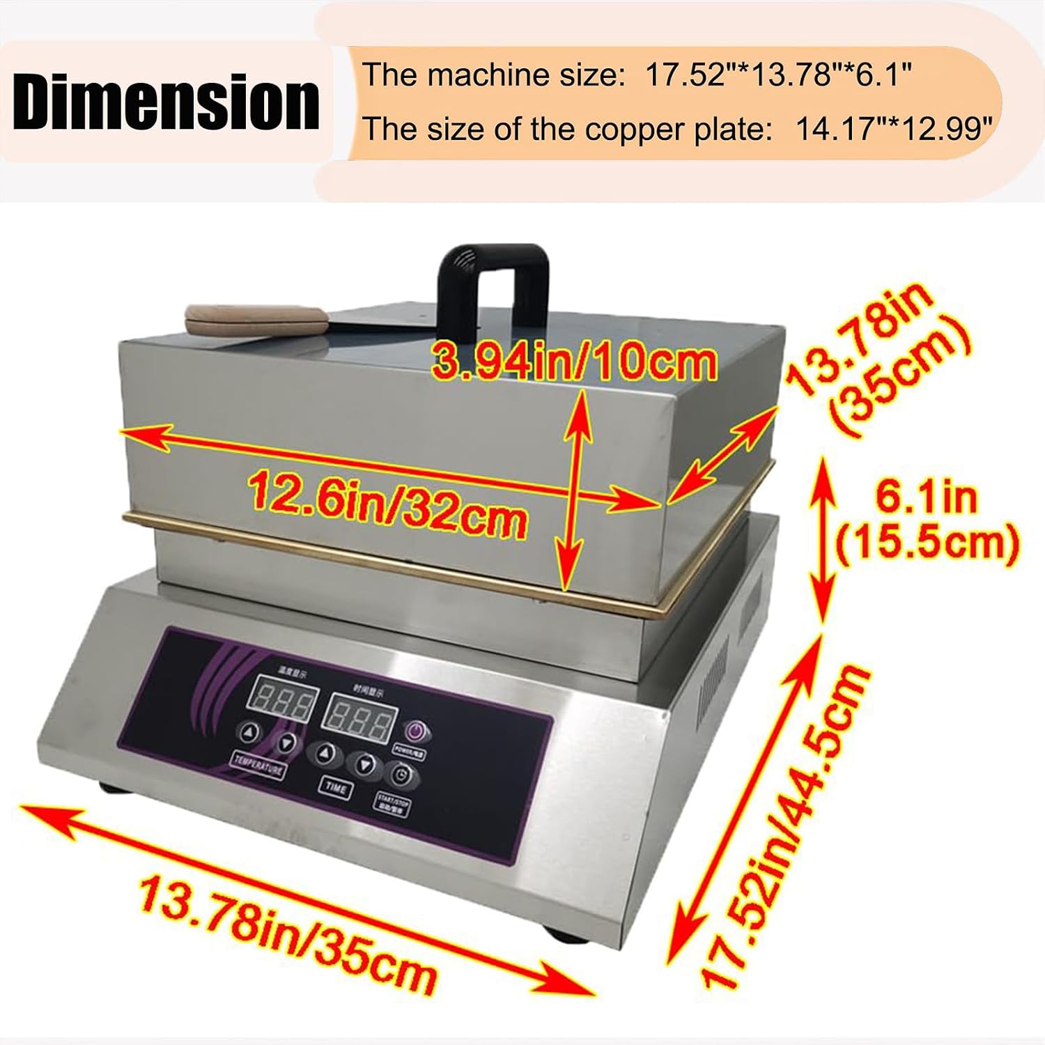Electric Souffle Maker & Dorayaki Baker Stainless Steel with Double Pure Copper Plates 60-240°C Commercial Grade Souffle Pancake & Muffin Griddle Machine Digital Display Singlehead