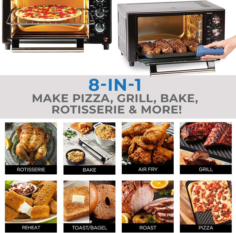PowerXL Air Fryer Grill 8 in 1 Roast, Bake, Rotisserie, Electric Indoor Grill (Black Standard No Rotisserie) OPEN BOX