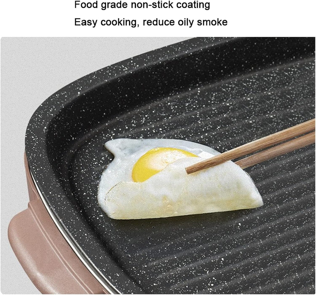 Barbecue Desk Smokeless Indoor Grill 1200W Electric Grill Griddle Removable Non-Stick BBQ Grill Griddle Capacity for 3-5 People Practical Barbecue Tools Tabletop Barbecue