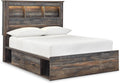 Signature Design by Ashley Drystan Rustic Full Bookcase Bed with 2 Storage Drawers, Open Cubbies and LED Light, Foundation or Box Spring Not Needed, Dark Brown & Gray