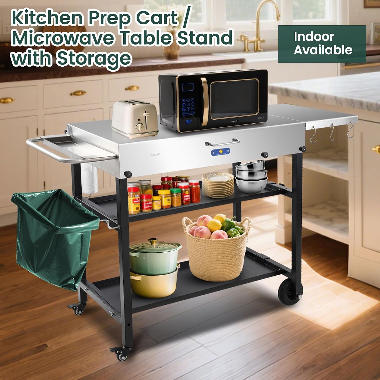 ARC Advanced Royal Champion 43' W x 17' D Stainless Steel Grill Cart Table,Blackstone Griddle Stand,440lbs Grill Table Pizza Oven Stand with Wheels for Ninja Woodfire Grill