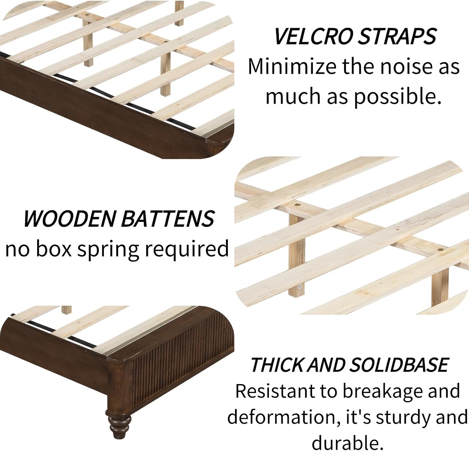 Wood King Size Bed Frame,King Size Platform Bed with Headboard, Tall Walnut Finish, No Box Spring Needed, Durable Slat Support for Memory Foam Mattresses, Elegant Design (Walnut, King)