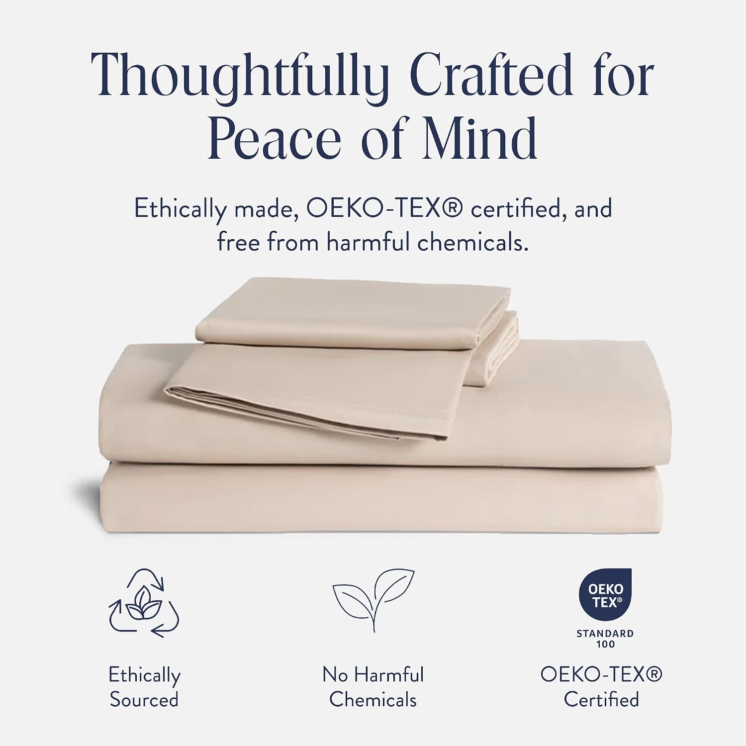 Brooklinen Luxury Sateen 4 Piece Sheet Set - 100% Cotton Bed Sheets, Soft & Durable Full Size Sheet Set in Pebble, Oeko-TEX Certified Bedding Set, 1 Fitted Sheet, 1 Flat Sheet, 2 Pillowcases