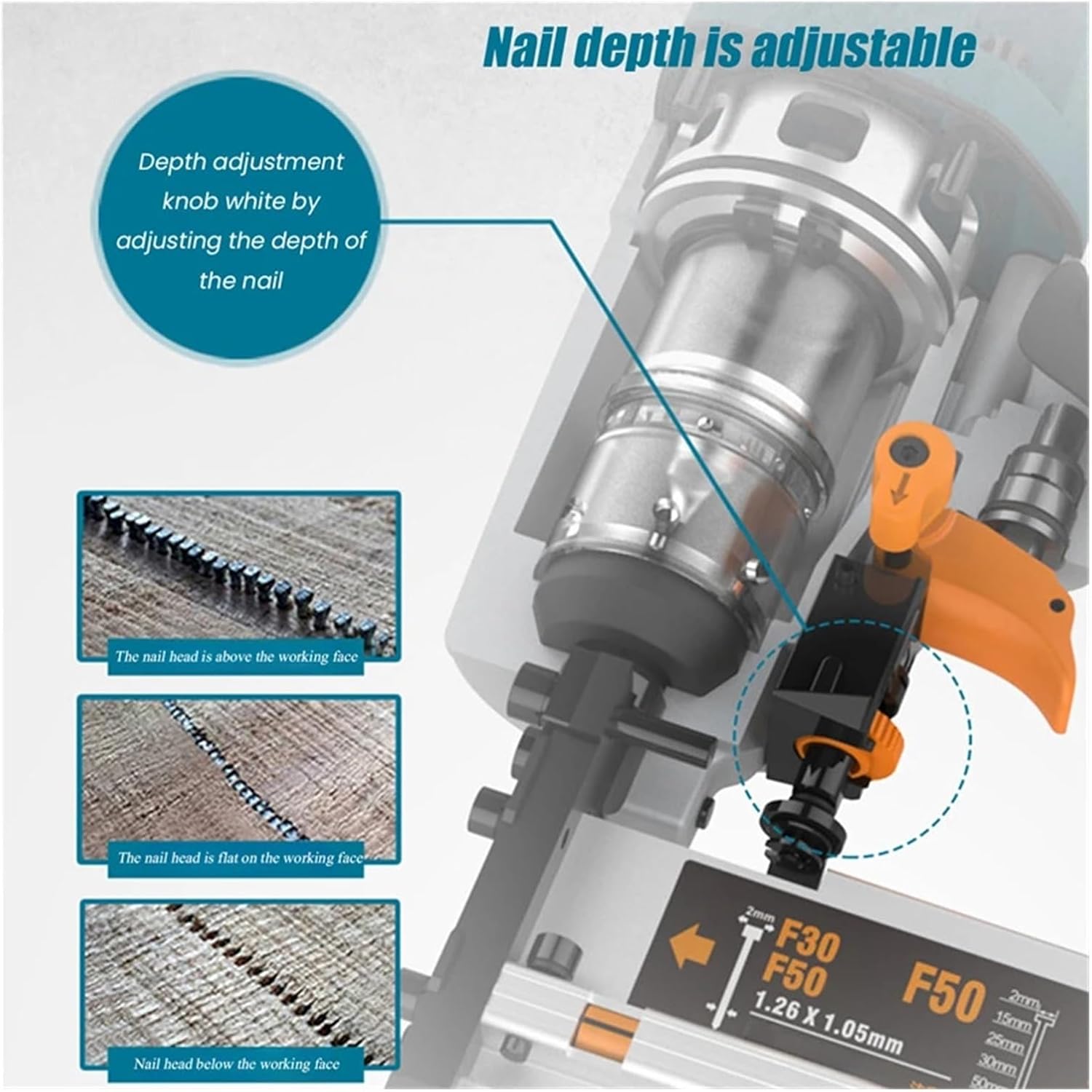 Pneumatic Nailer, T50 F50 K440 Air Nailer Carenter Pneumatic Nail Tool Air Brads Nailer Depth Ergonomic And Light Adjustment,for Carpentry