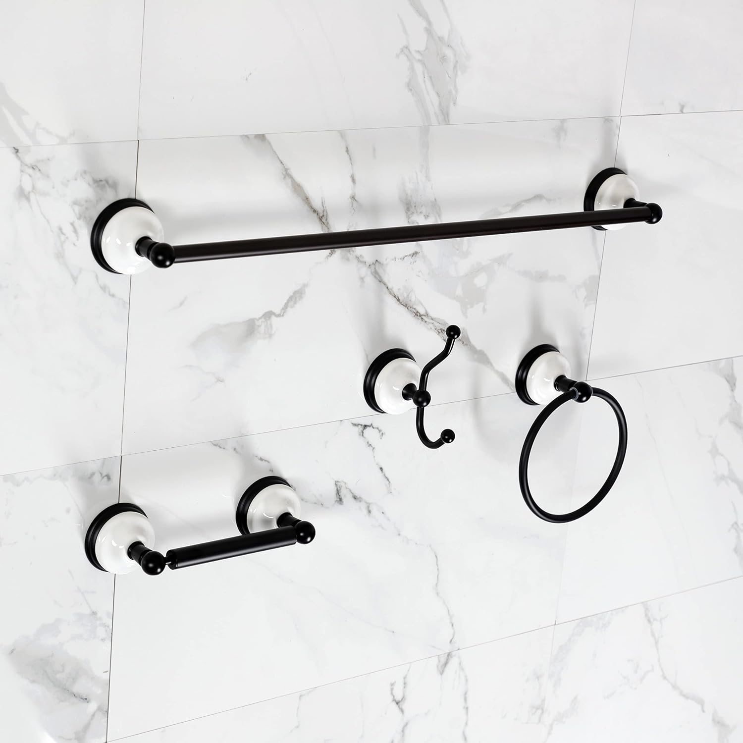 Kingston Brass BAK1111478MB Victorian 4-Piece 24-Inch Towel Bar Bathroom Accessory Set in Matte Black