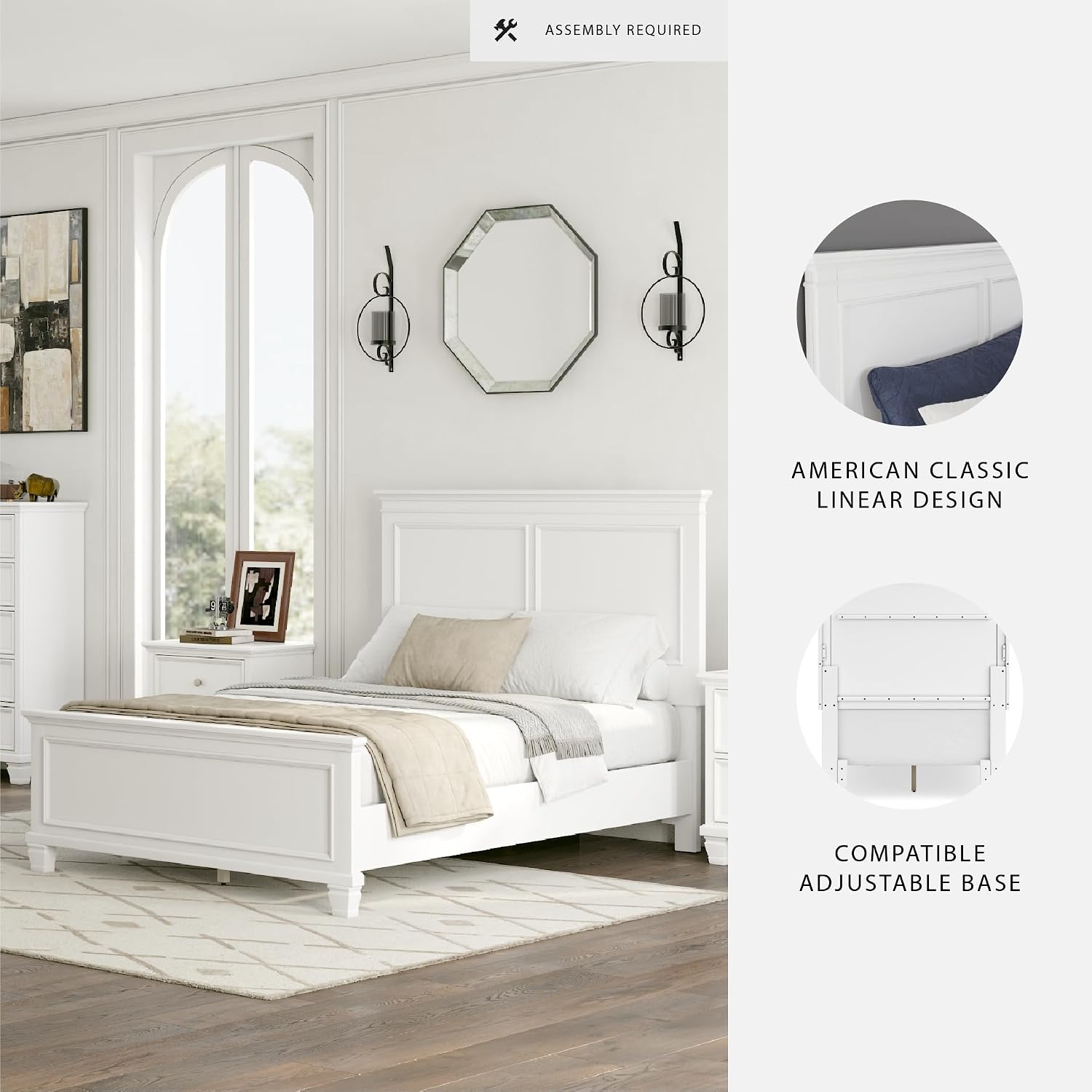 Signature Design by Ashley Fortman Transitional Full Panel Bed with Tapered Feet, Foundation or Box Spring Needed, White