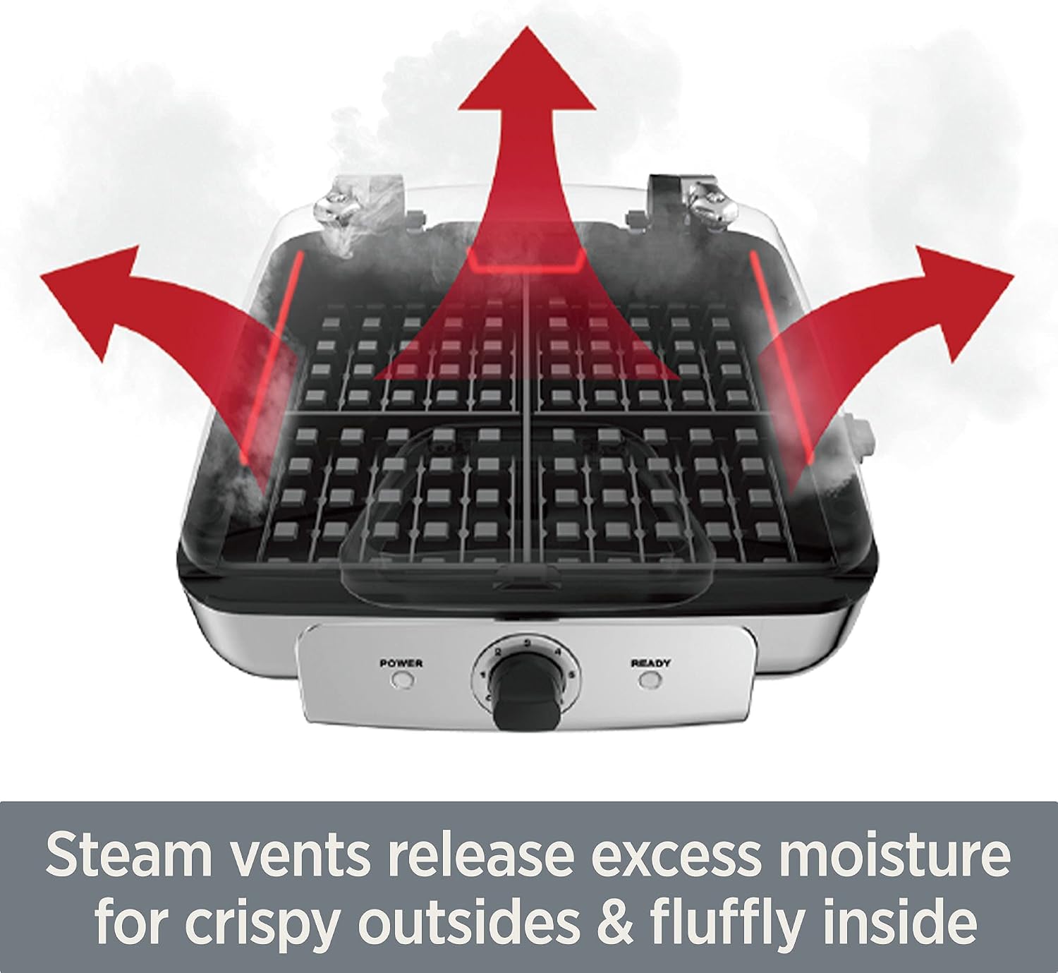 All-Clad Electric Stainless Steel Waffle Maker 4 slice, Digital screen and audible beep alert 7 Browning Levels, Square, Belgium Waffle, Removable Plates, Dishwasher Safe Silver
