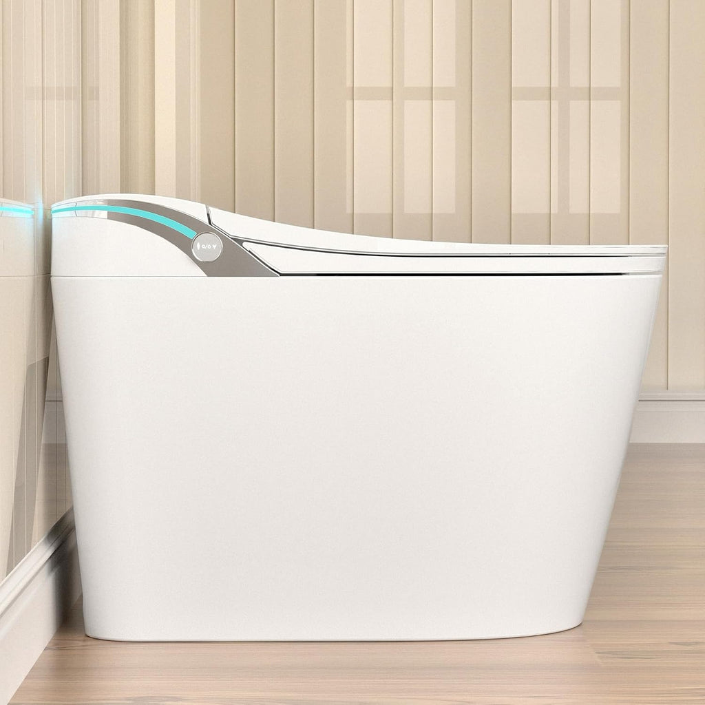 SouNor Tankless Smart Toilet with Bidet Built In, Heated Seat, Auto Flush Hand-Free Operation,Wam Air Drying Glossy White