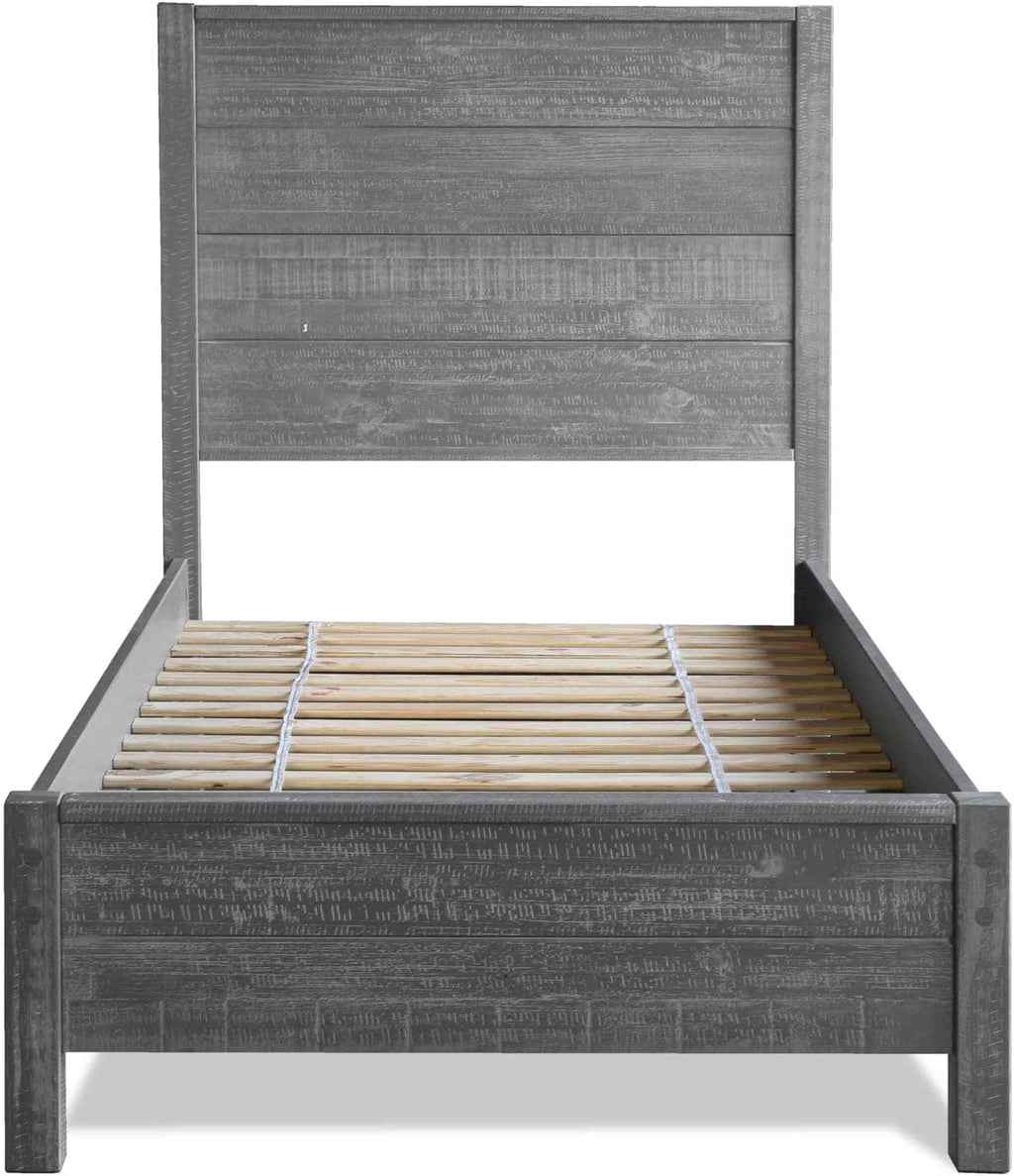 Grain Wood Furniture Montauk Solid Wood Bed, Twin Size, Rustic Grey