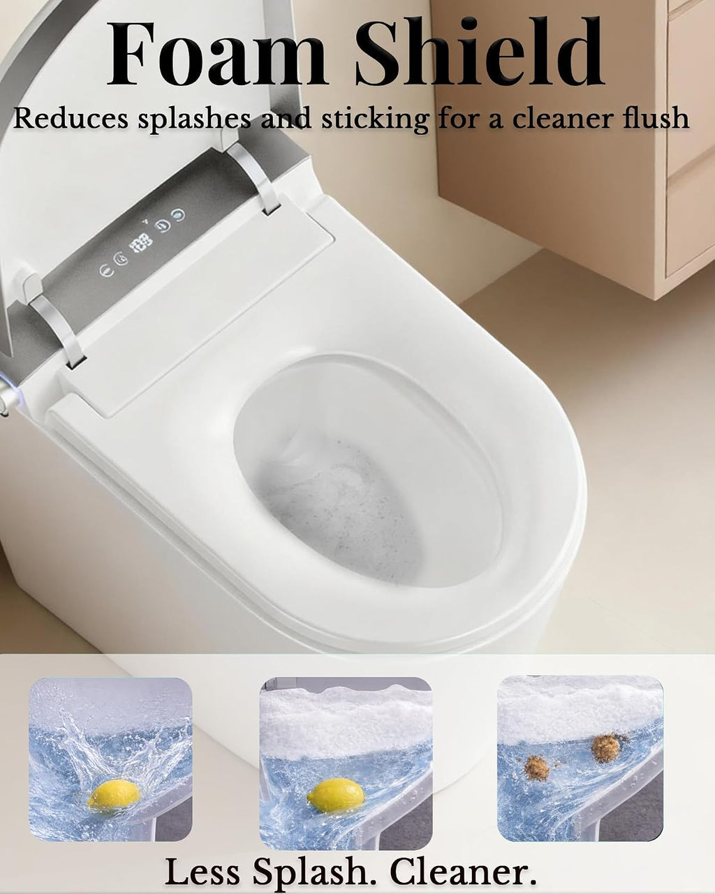 EchosLife Luxury Smart Toilet with Bidet Built In, Auto Open/Close Lid & Seat, Blackout Flush, Foam Shield, Odor Control, ADA Comfort Height One Piece Elongated Toilet, Tank Built-In, Heated Seat