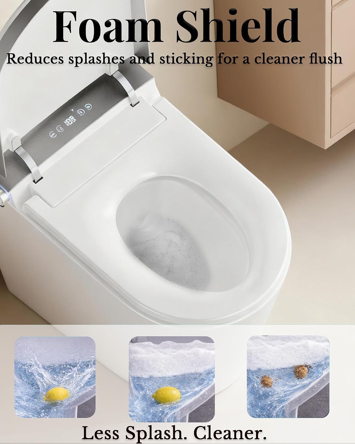 EchosLife Luxury Smart Toilet with Bidet Built In, Auto Open/Close Lid & Seat, Blackout Flush, Foam Shield, Odor Control, ADA Comfort Height One Piece Elongated Toilet, Tank Built-In, Heated Seat