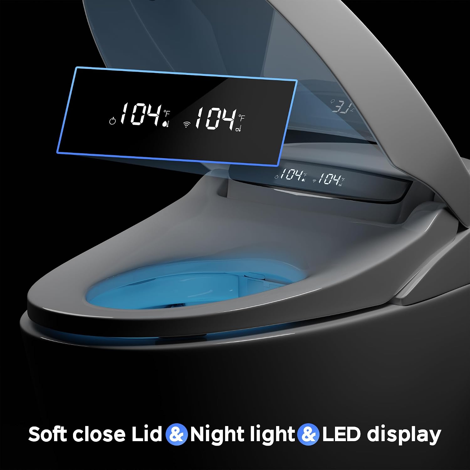 Smart Toilet with Bidet and Foam Shield Splash-Proof Protection, Touchless Auto Open Lid & Self-Cleaning, Modern Tankless Toilet with Remote Control, Heated Seat for Home Use