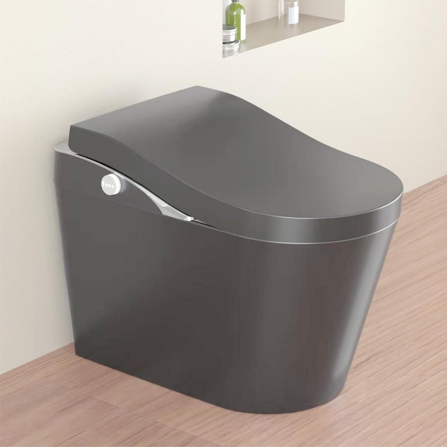 KEIKI Comfort Height Toilet 17.5' with Bidet, Tankless Smart Design, Auto Open/Close, Heated Seat, Instant Warm Water & Dryer, 1.28 GPF