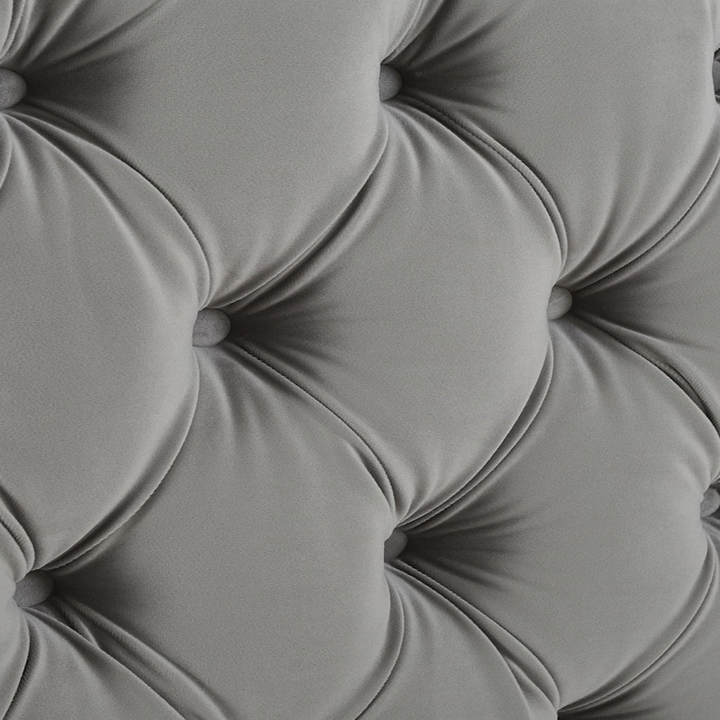 Jennifer Taylor Home Harmonie King Tufted Panel Bed Headboard and Footboard Set, Opal Grey Velvet