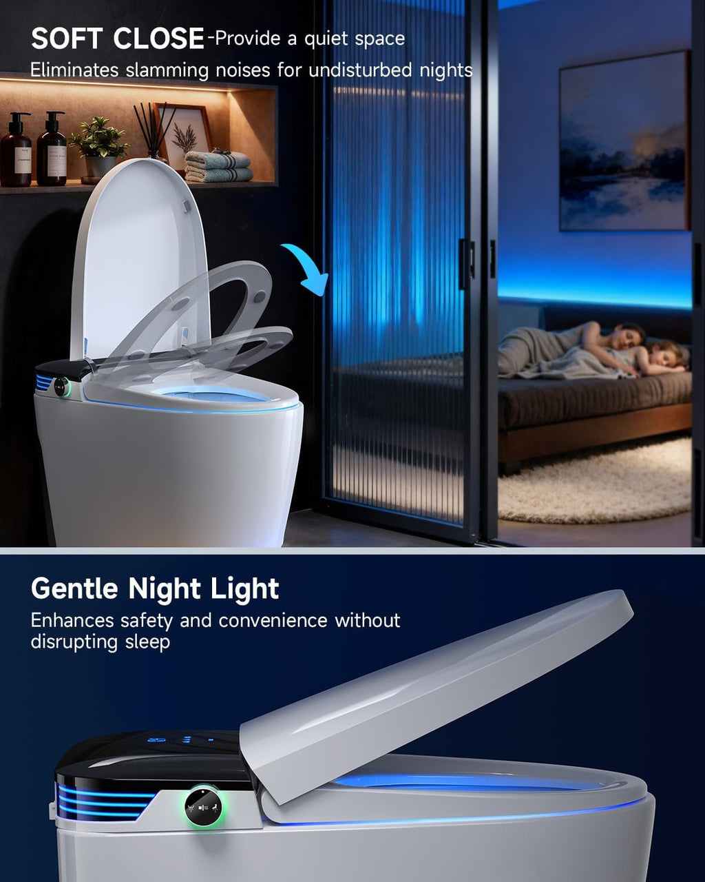 Smart Toilet with Bidet Built In, Elongated One Piece Bidet Toilet with Powerful Flush,Auto Open/Close,Foot Sensor,Heated Seat,Instant Warm Water&Dryer, 1.28 GPF