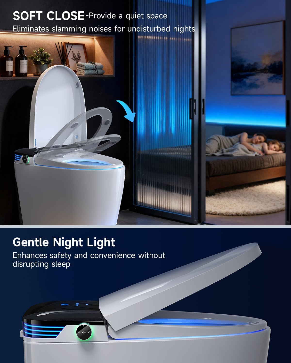 Smart Toilet with Bidet Built In, Elongated One Piece Bidet Toilet with Powerful Flush,Auto Open/Close,Foot Sensor,Heated Seat,Instant Warm Water&Dryer, 1.28 GPF