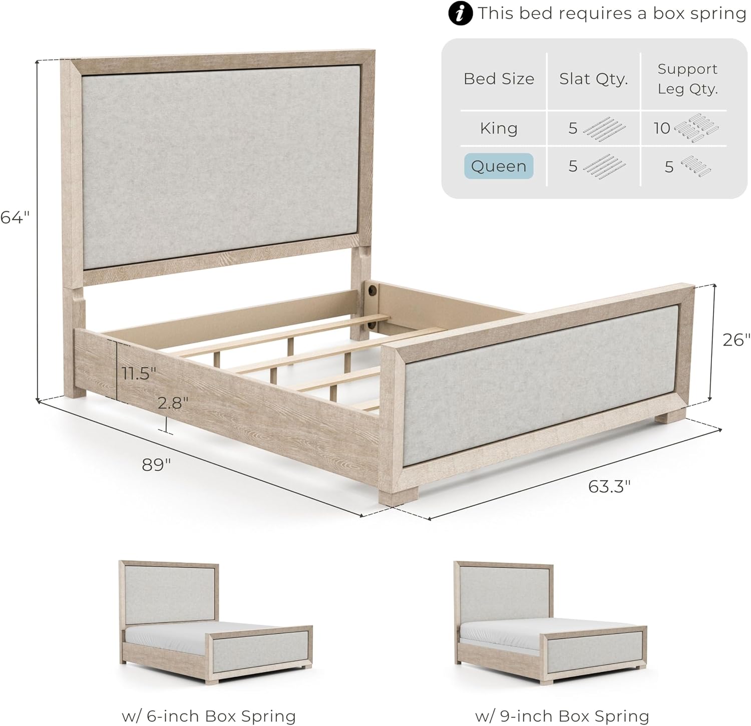 Furniture of America Dannen Modern Wood 3-Piece Bedroom Set with Panel Bed, Cedarwood-Lined Bottom and Felt-Lined Top Drawers on Oversized Nightstand, Box Spring Required, Queen, Tawny Brown