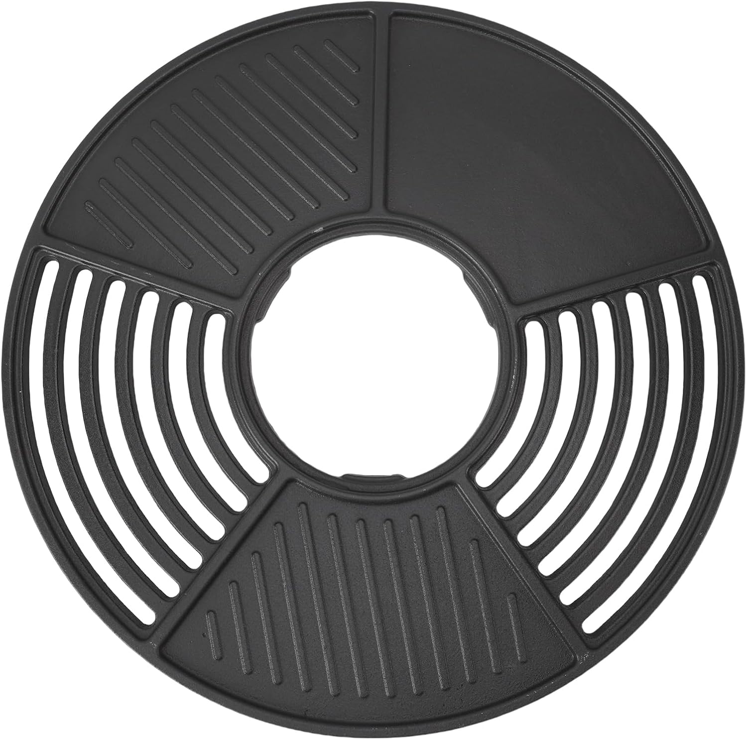 Grill Plate, 42cm Round Cast Iron Grill Pan with Enamel Non Stick Coating, for Indoor Outdoor Camping Picnic Gas Stove