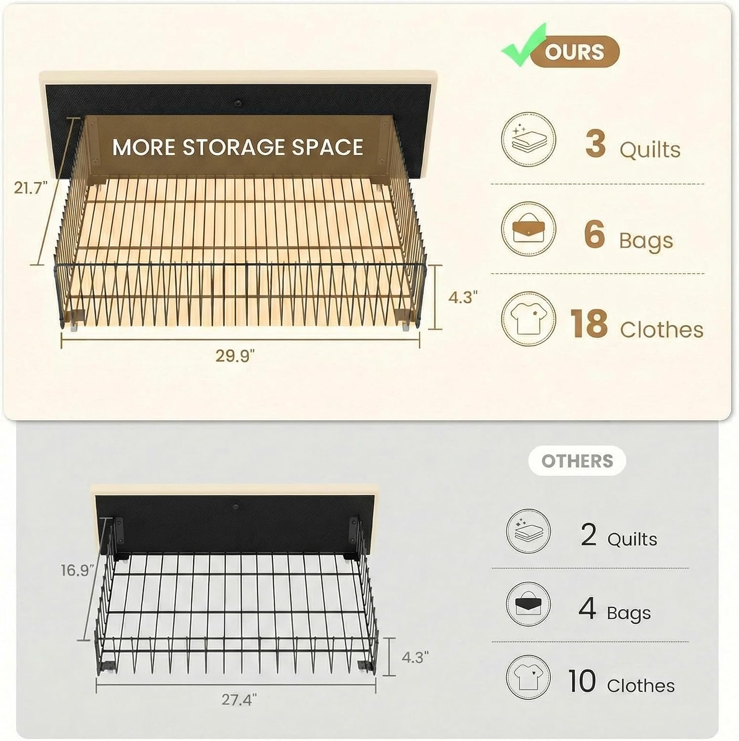 SHA CERLIN King Size Platform Bed Frame with 4 Storage Drawers, Vertical Channel Tufted Adjustable Headboard, Velvet Upholstered, Wooden Slats Support, No Box Spring Needed, Easy Assembly, Cream