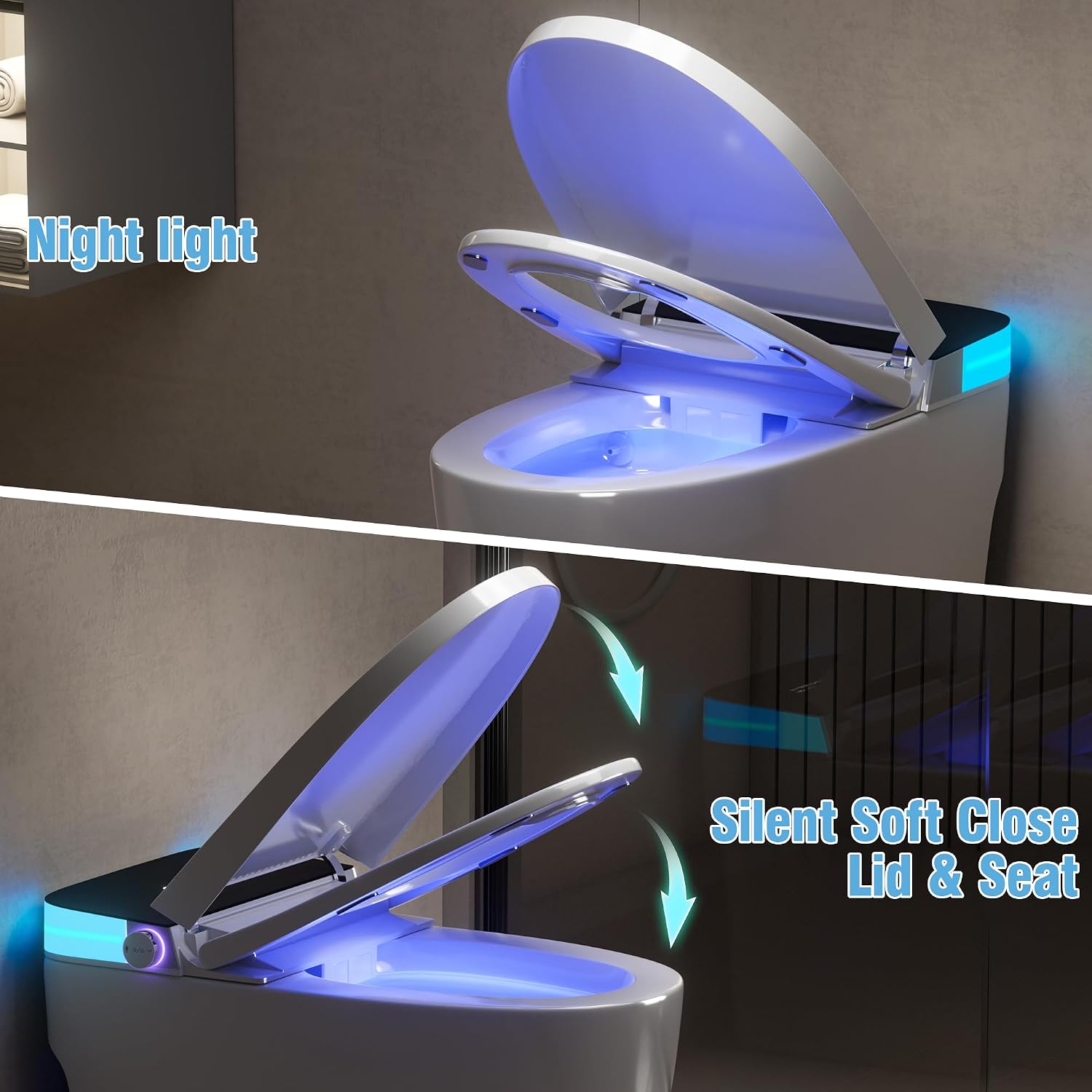 Luxury Smart Toilet, Elongated One Piece Toilet with Heated Seat, Dryer, Auto-Lift Lid, Soft Close, Electric Tankless Bidet Toilets for Bathroom with Siphon Dual Flush 0.8/1.2 GPF, MAP 1000g