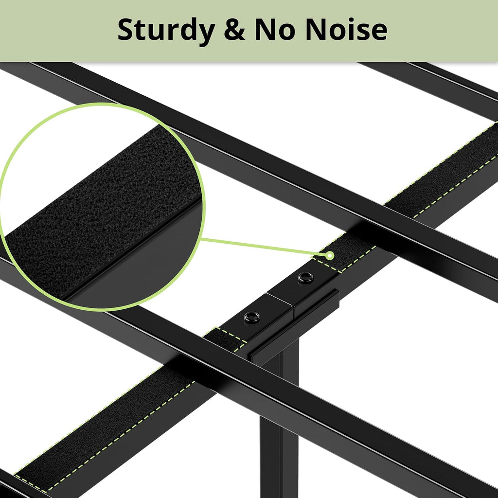 LIKIMIO King Bed Frame, Tall Industrial Headboard 51.2 ', Platform Bed Frame with Strong Metal Support, Solid and Stable, Noise Free, No Box Spring Needed, Easy Assembly, Charcoal Grey