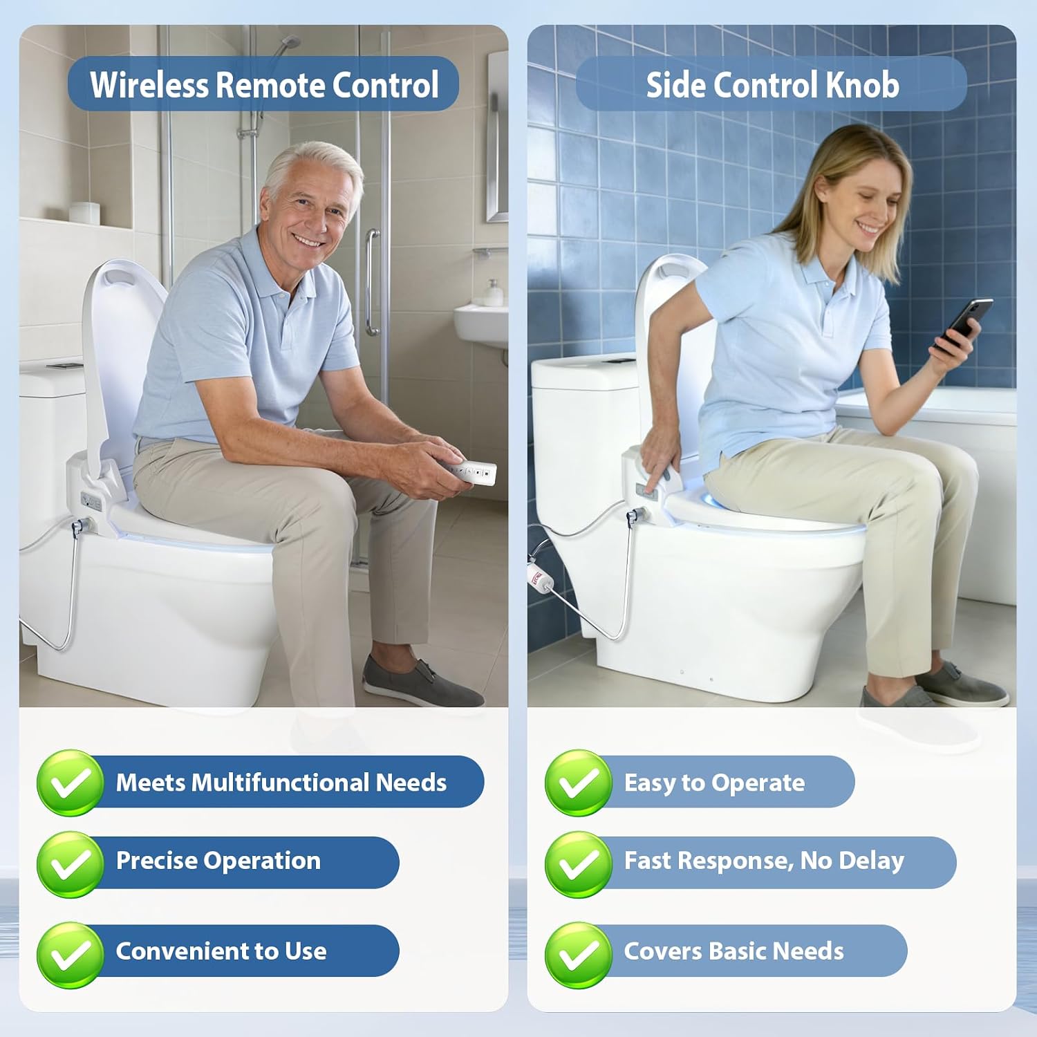R FLORY Electric Bidet Toilet Seat Elongated Heated Toilet Seat with Bidet Slow Close Lid, Remote Control, Air Pump Flushing, Adjustable Self-Clean Nozzle, Instant Warm Water, Air Dryer, Night Light