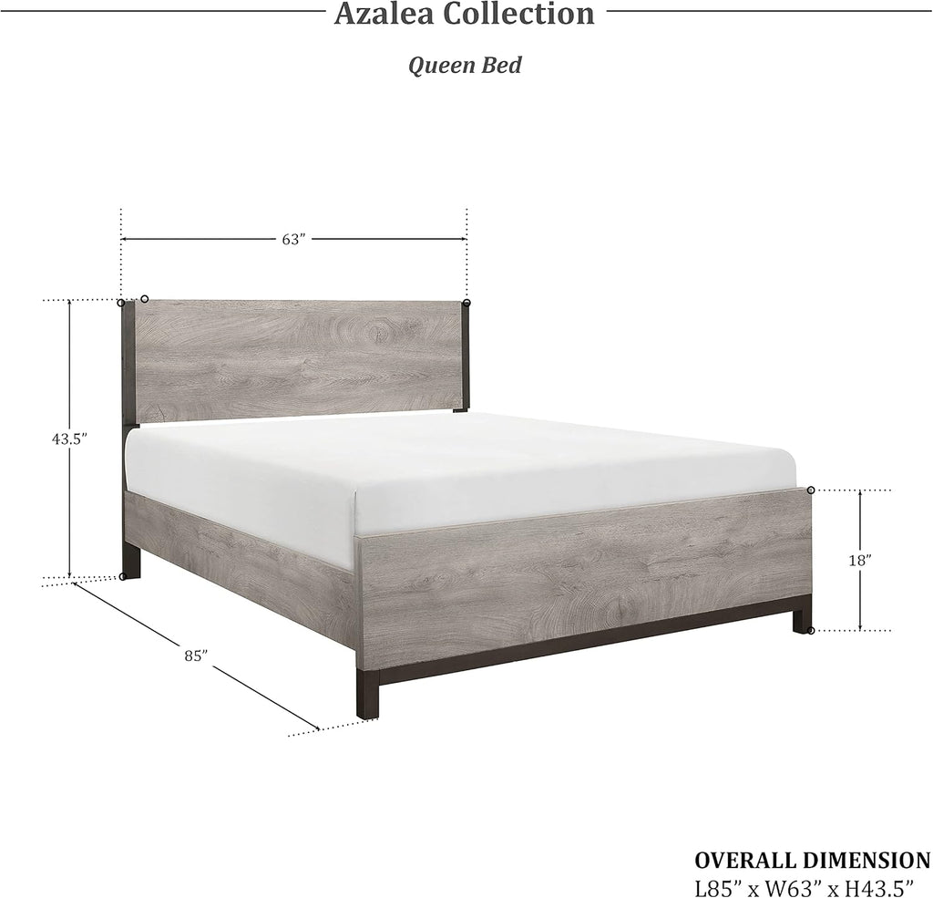 Lexicon Azalea 3-Piece Bedroom Set, Queen, Light Gray/Gunmetal