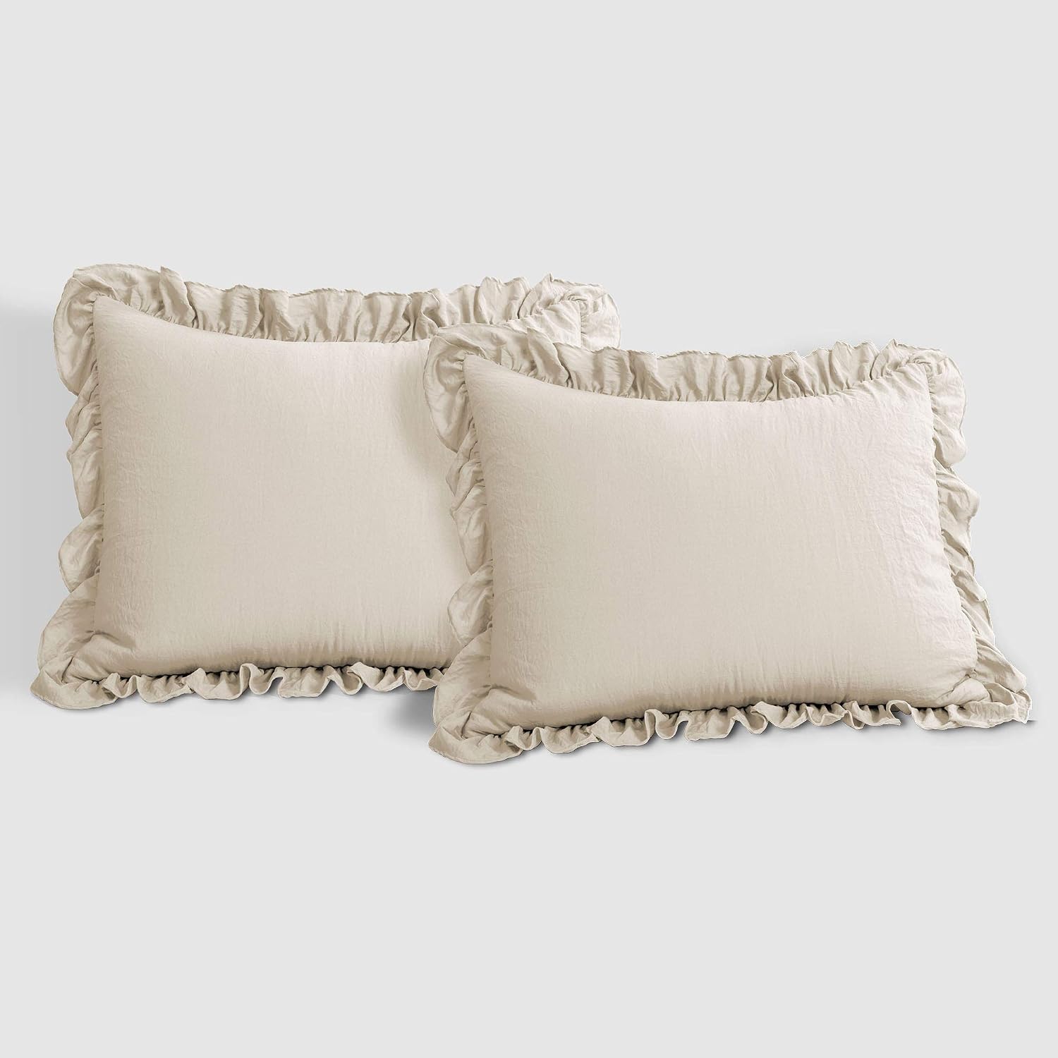 Lush Decor Reyna Ruffle Comforter Set - 3 Piece Cozy Ruffled Bedding Set - Timeless Elegance and Comfort for Bedroom - California King, Wheat