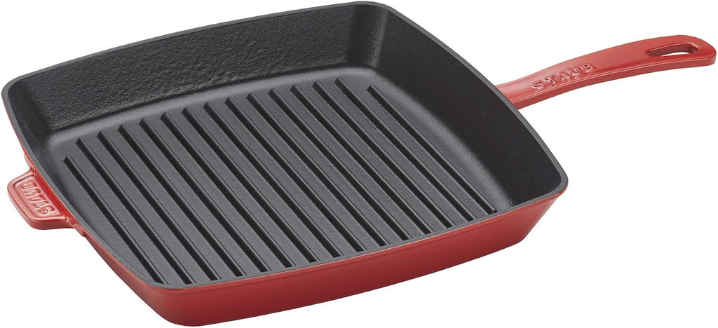 STAUB Cast Iron 12-inch Square Grill Pan - Cherry