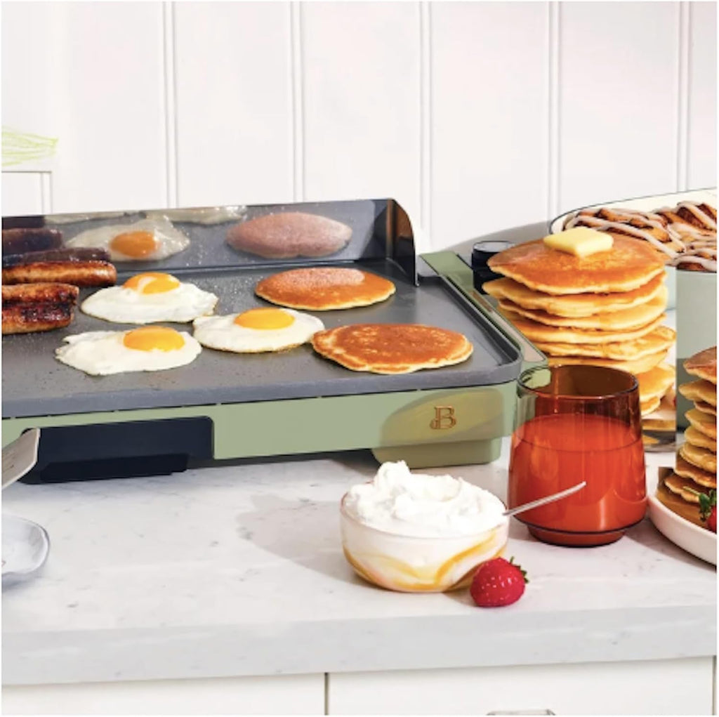 Stunning XL Electric Griddle 12' x 22,' Non-stick by Drew Barrymore (Sage Green)