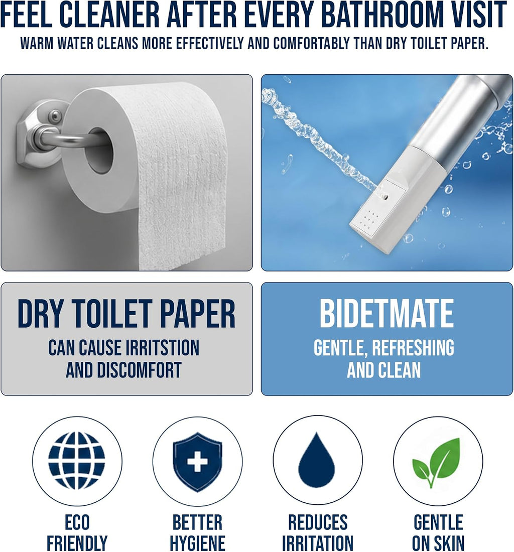 BidetMate Electric Bidet Toilet Seat 2000 Series, Unlimited Heated Water, Side Controls, Deodorizer, Warm Air Dryer, Self-Cleaning Nozzle, Elongated ABS Seat, Adjustable Wash Modes