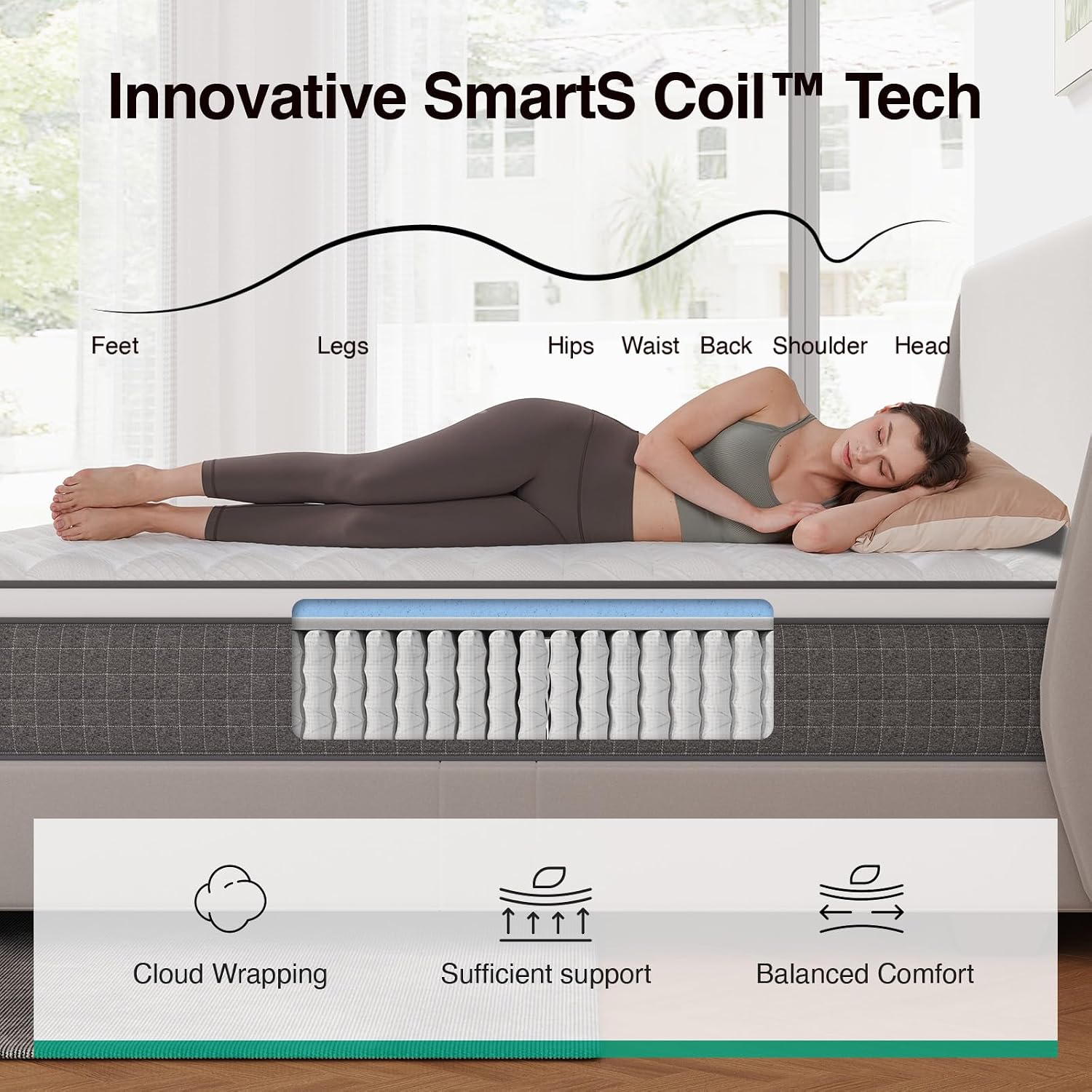 Novilla 12 Inch Full Size Mattress, Hybrid Mattress Full with Pocketed Coils & Gel Infused Memory Foam & Nylon Cooling Fabric for Motion Isolation & Pain Relief Comfort CertiPUR-US Certified