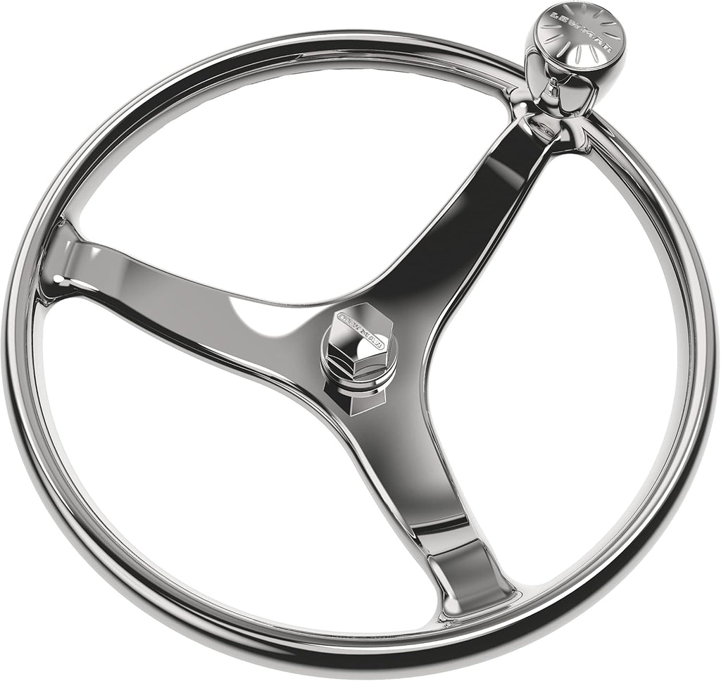 Lewmar Power Grip Boat Steering Wheel with 1/2' Welded Nut - 15.5' Diameter, Weather-Resistant Stainless Steel, Professional Knob with Ergonomic Finger Grips