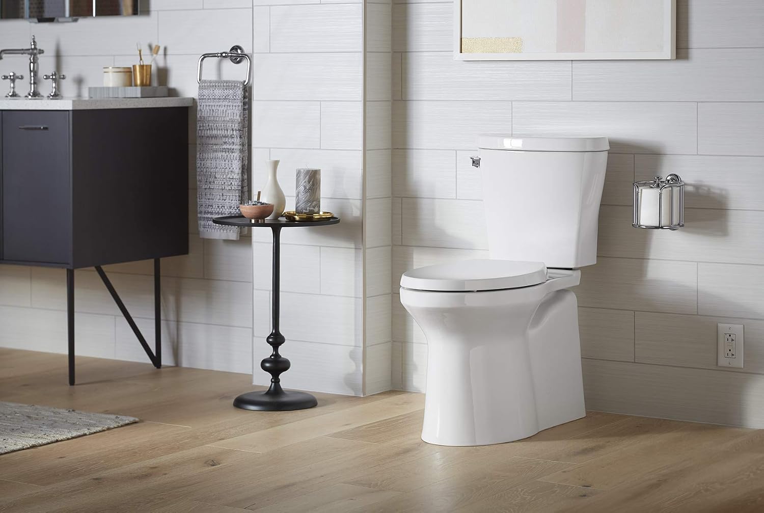 Kohler 20198-0 Betello Comfort Height Two-piece elongated 1.28 gpf toilet with ContinuousClean, skirted trapway, Revolution 360 swirl flushing technology and left-hand trip lever, seat not included