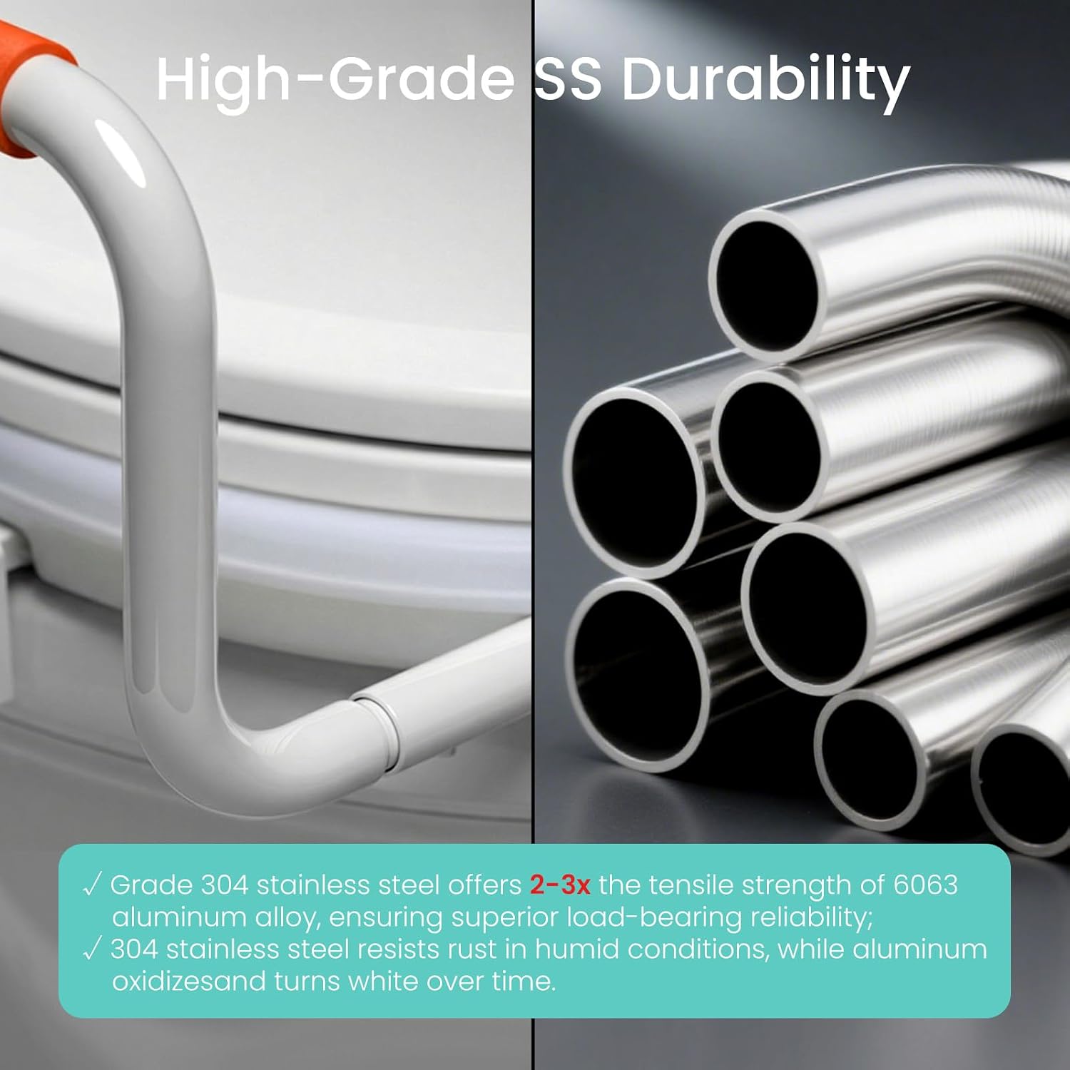 R&T Toilet Seat Riser 2' Raised Seat with Removable Padded Handles Fit for Elongated Toilets