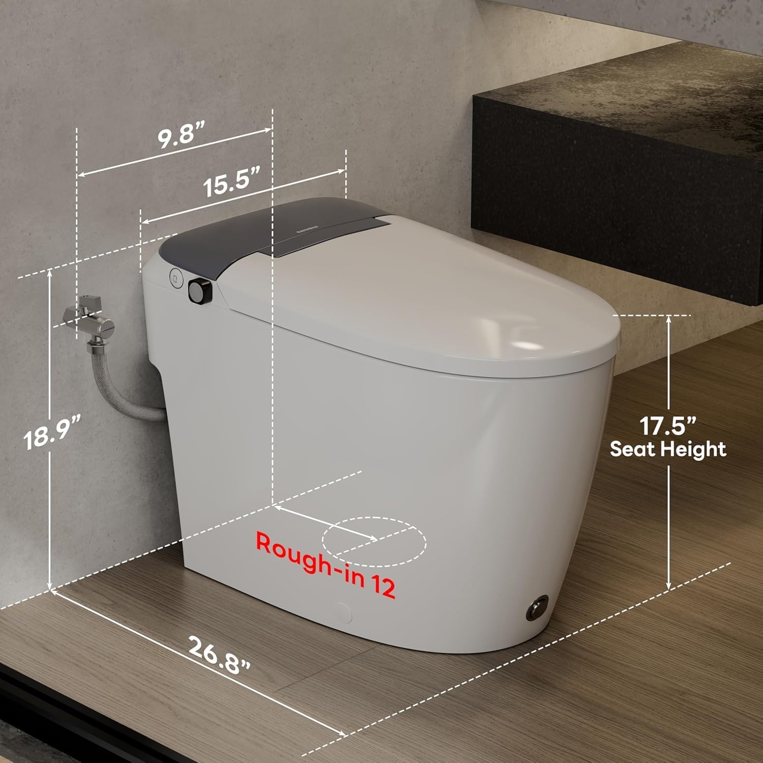 CASTA DIVA Non-Electric One Piece Bidet Toilet for Bathroom (CD-W10V Sliver)