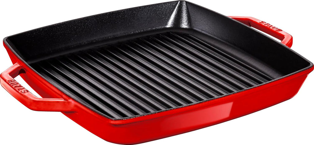 Staub Dust 40511-685-0 Rectangular Griddle with Two Handles, 28 cm, cast Iron, Cherry red