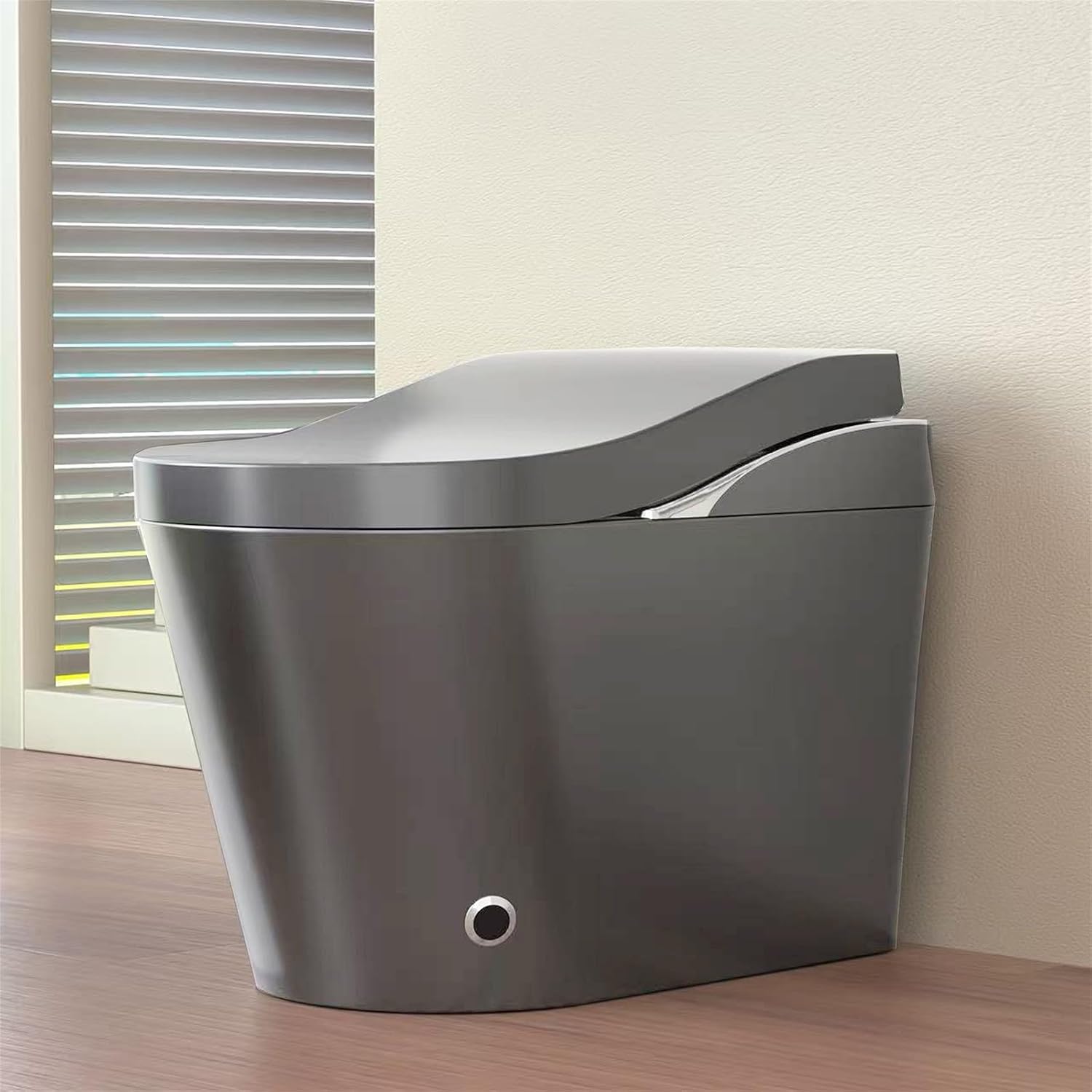 Tankless Smart Toilet With Bidet, Auto Flush, Auto Open,Close,Heated Seat, Warm Water and Dry, Foam Shield Function White, Matte Grey